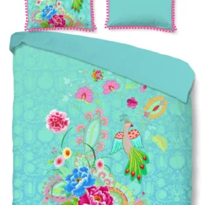 Glück Percal Duvet Cover "Pajarito" - Aqua - Dubbele instopflap