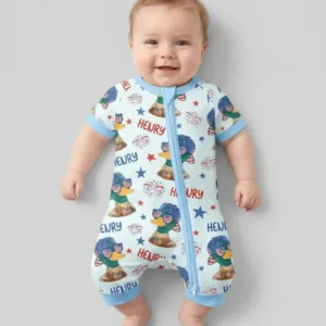Custom Name Patriotic Mallard Duck Bamboo Shorty Zippy