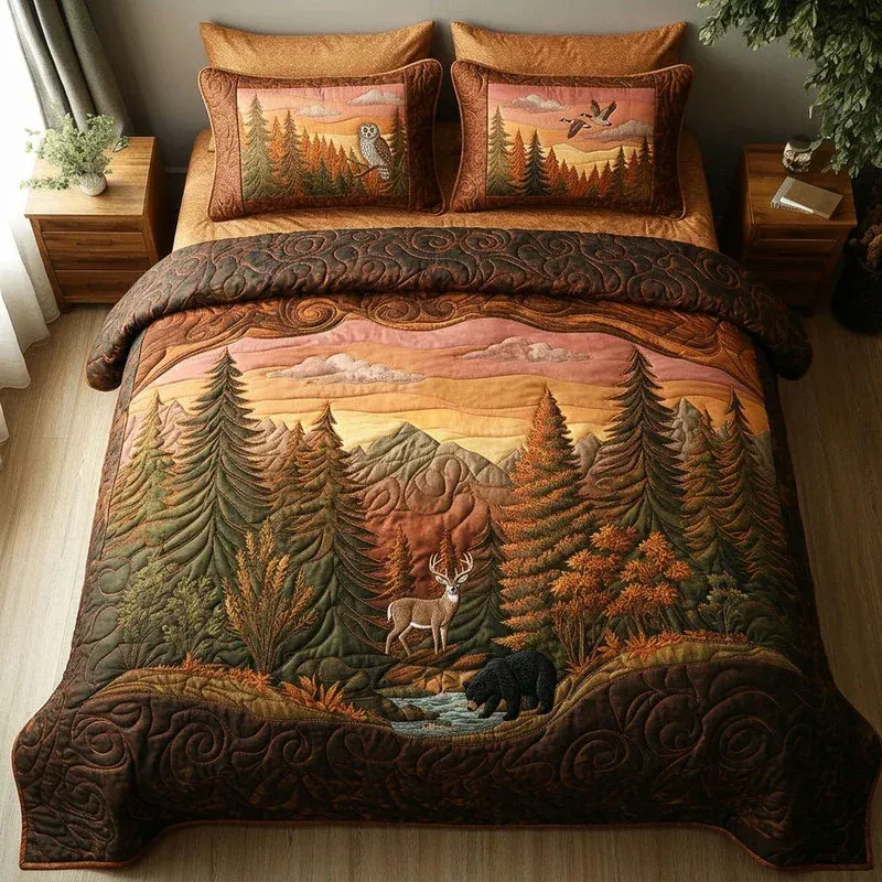 Amber Sunset Timber Bamboo Quilt Bedding Set