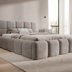 Designer Polsterbett Noeva in Cord mit Stauraum