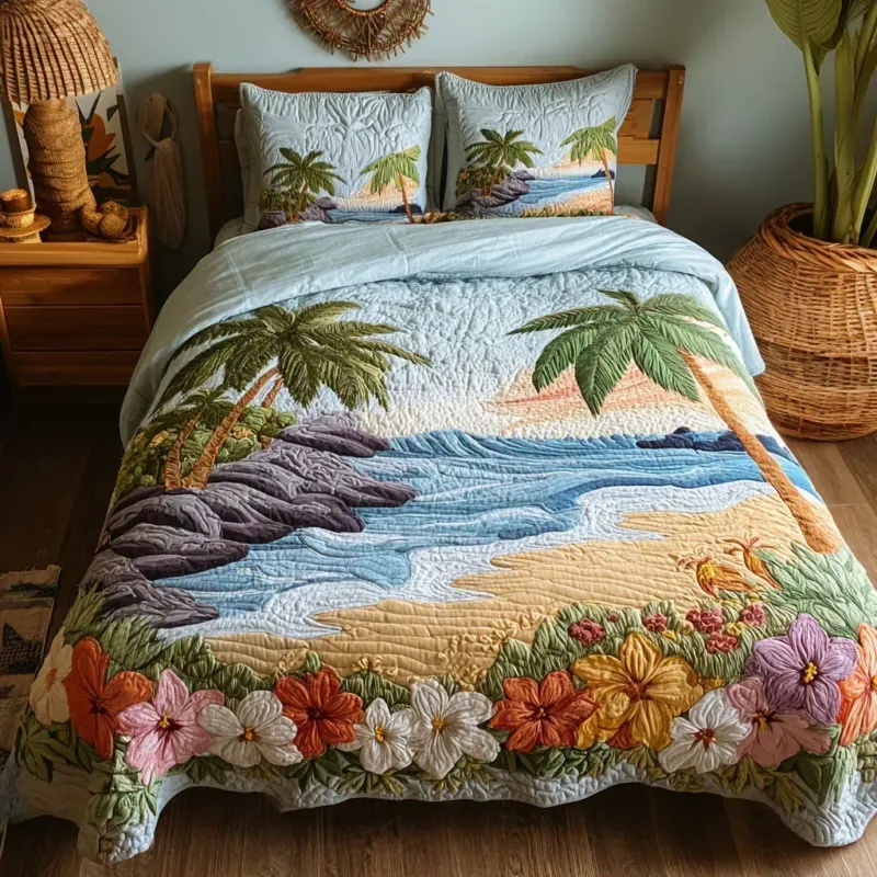 Beach Life Bamboo Quilt Bedding Set