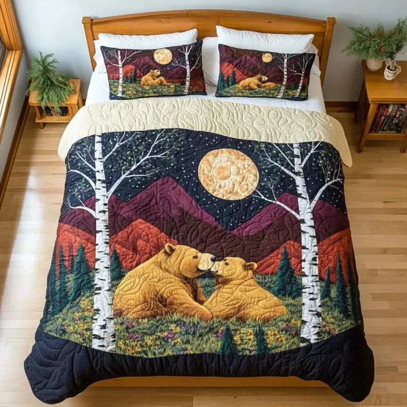 Bear Happy Escape Bamboo Quilt Bedding Set