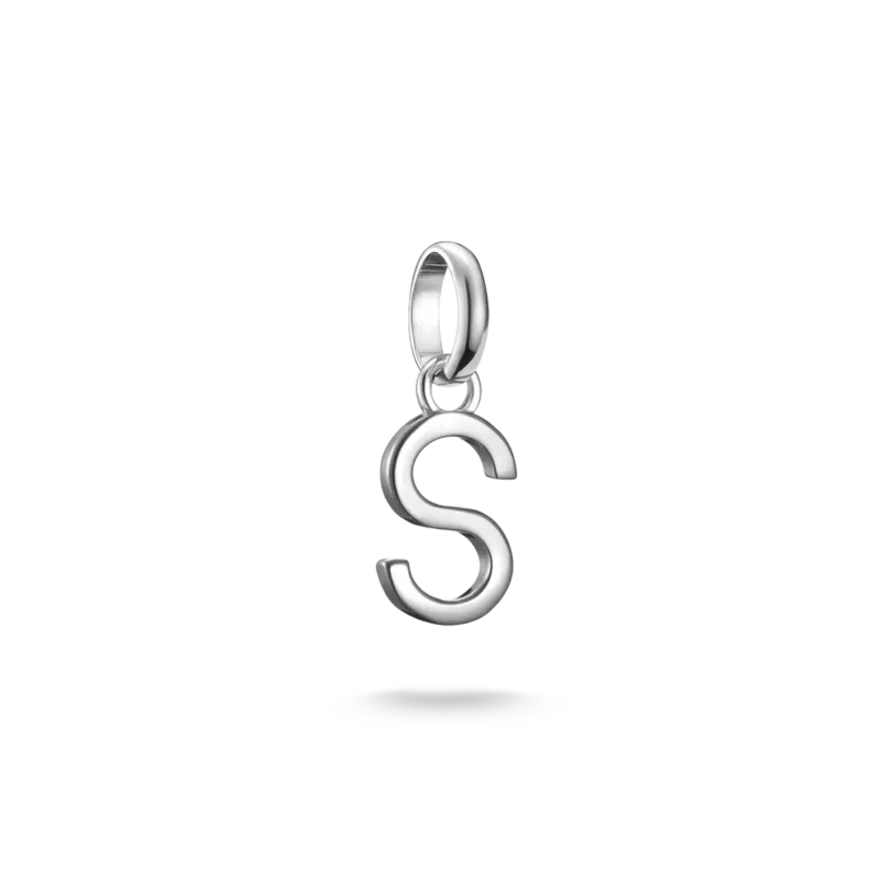 Silberner Charm-Anhänger mit Buchstabe S und Öse