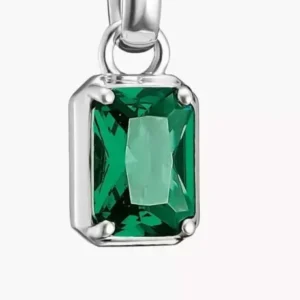 Silberner Charm-Anhänger mit grünem Quadratstein und Öse