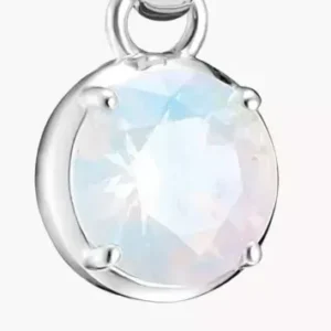 Silberner Geburtsstein-Charm-Anhänger mit rundem hellblauem Stein (Juni)