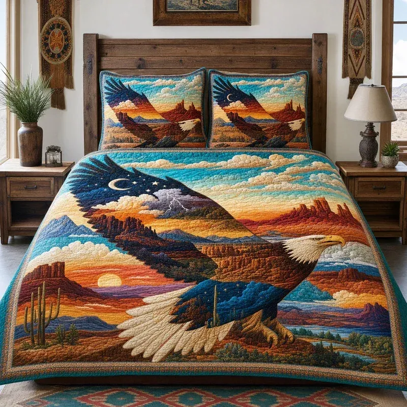 Canyon Soaring Eagle Bamboo Quilt Bedding Set