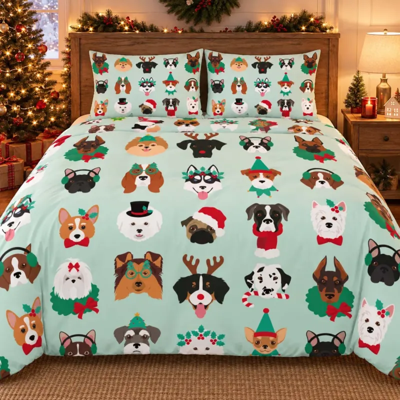 Christmas Dogs Bamboo Bedding Set