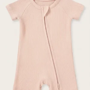 Blush Ribbed Bamboo Shorty Zippy