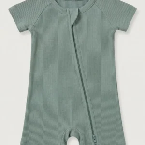 Mint Ribbed Bamboo Shorty Zippy