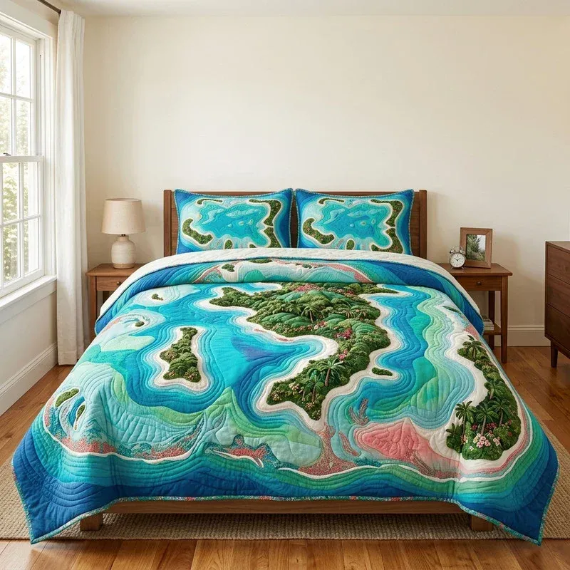 Emerald Mount Coastal Bamboo Quilt Bedding Set