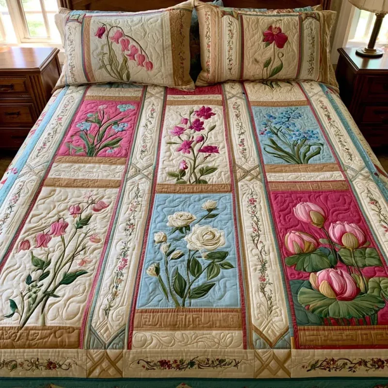 Flower Fields Bamboo Quilt Bedding Set