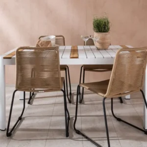 Garten Essgruppe Sarova – 5-teiliges Set in Weiß/Braun