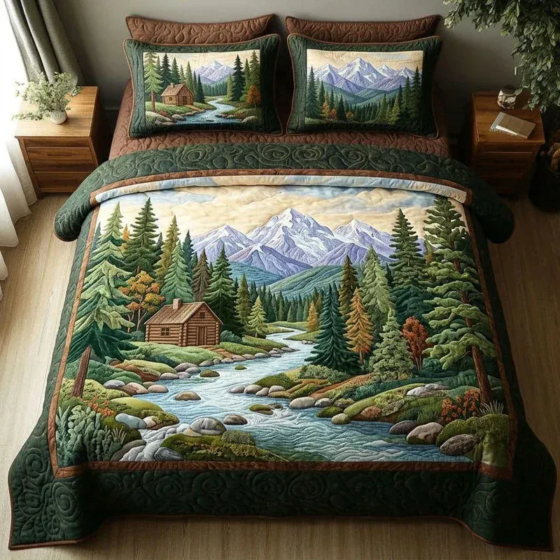 Glacier Valley Stream Bamboo Quilt Bedding Set