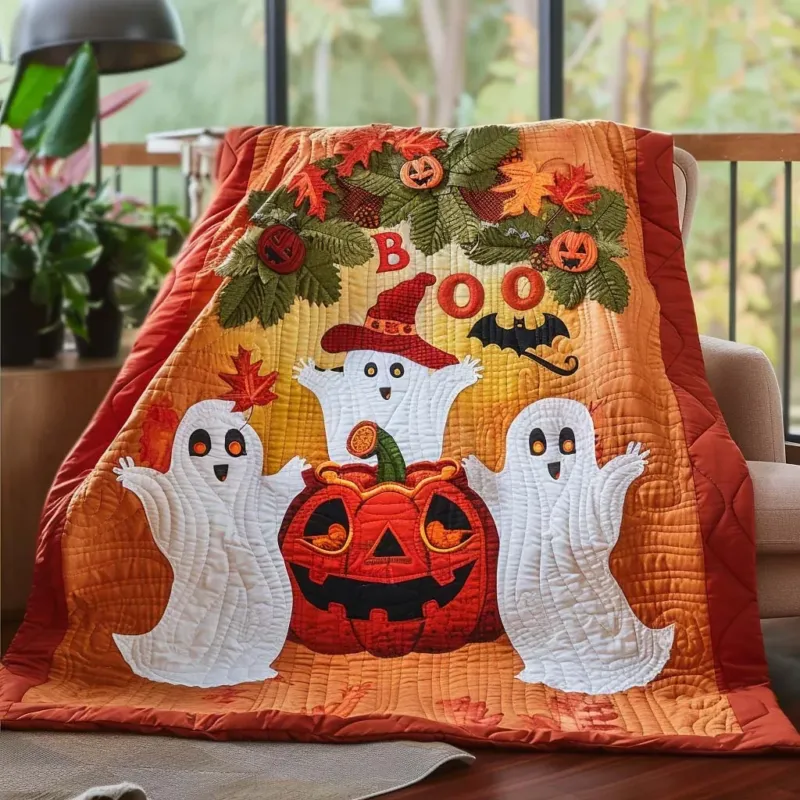 Halloween Ghostly Night Bamboo Quilt Blanket