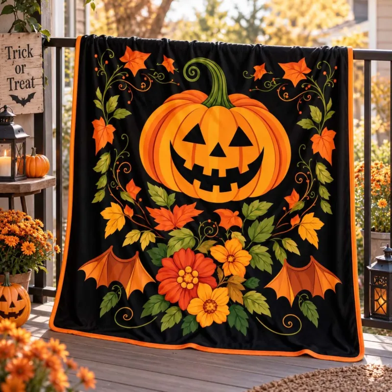 Harvest Pumpkin Glow Bamboo Blanket