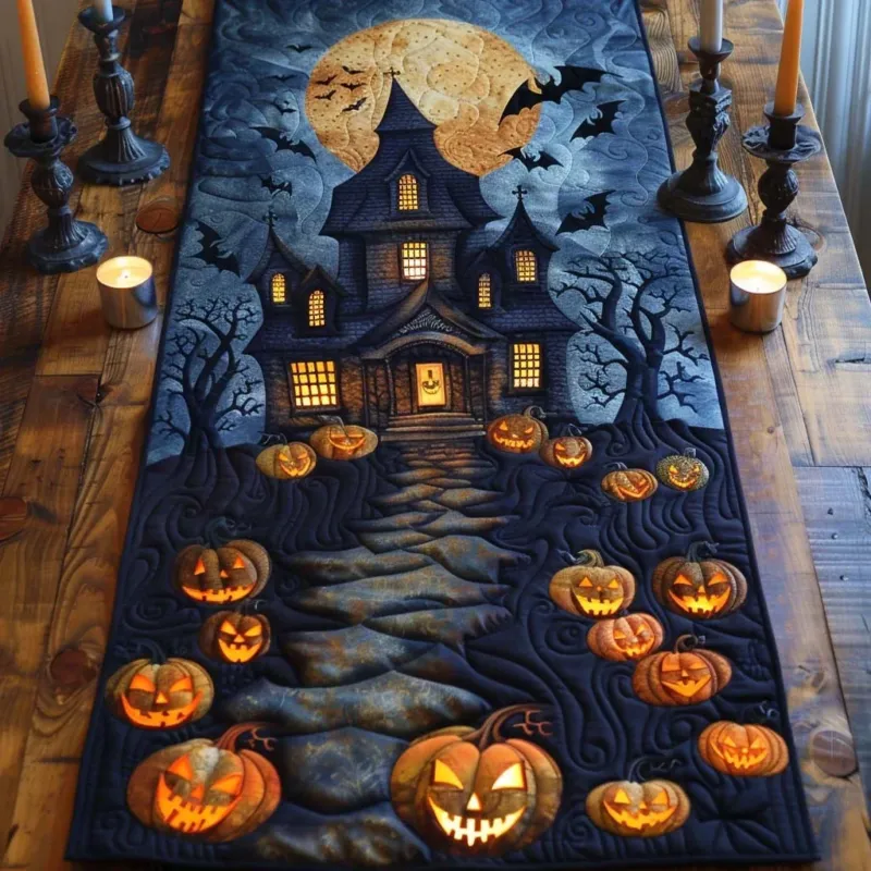 Haunted Pumpkin Path Quilt Table Runner