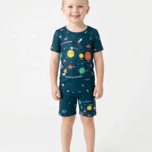 Solar System Explorers Bamboo Two Piece Short Sleeve Shorts Pajama Set