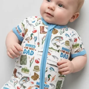 Hooked The Best Dad Daddy & Me Matching Bamboo Shorty Zippy