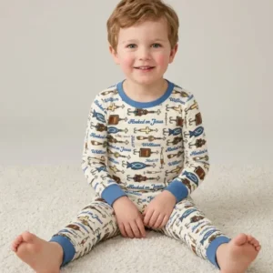 Hooked On Jesus Bamboo Two Piece Long Sleeve Pajama Set