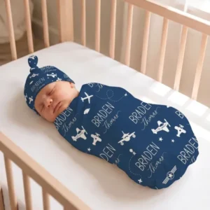 Personalized Little Aviator Bamboo Swaddle Blanket