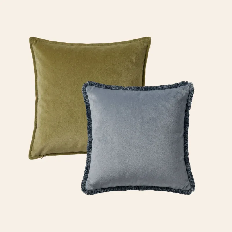 Kotabo sierkussenset Stella – Set van 2 kussens – Perfect Pistasche & Burly Blue