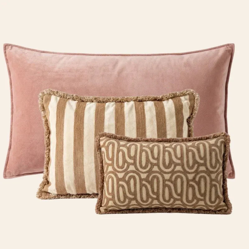 Kotabo sierkussenset Tatum – Set van 3 kussens – Pretty in Pink & Bold Beige