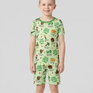 Christian Gamer Bamboo Two Piece Short Sleeve Shorts Pajama Set