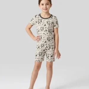 Vintage Jimothy Racoon Family Matching Bamboo Two Piece Short Sleeve Shorts Pajama Set