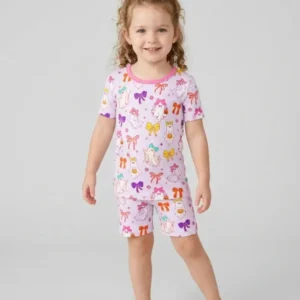 Coquette Ghost & Bow Bamboo Two Piece Short Sleeve Shorts Pajama Set