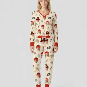 Custom Photo Treasure Map Adventures Family Matching Bamboo Women Pajama Set