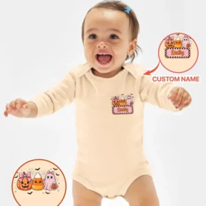Personalized Spooky Baby Pink Halloween Bamboo Bodysuit