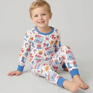 Red White & 250 Bamboo Two Piece Long Sleeve Pajama Set