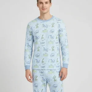 Dinos Swimming Custom Name Bamboo Men's Pajama Set