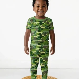 Green Army Men Bamboo Two Piece Short Sleeve Pajama Set