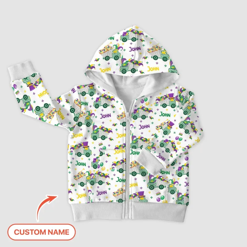 Mardi Gras Trucks Bamboo Zip Hoodie