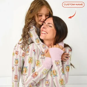 Custom Name Vintage Easter Bunny Bamboo Women Pajama Set