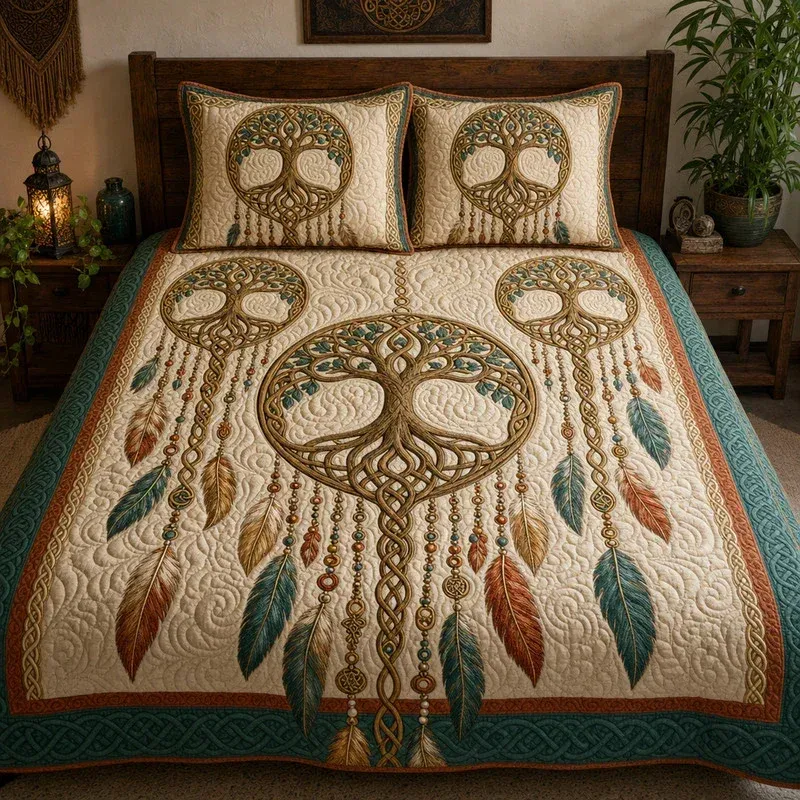 Mystic Tree Bamboo Quilt Bedding Set