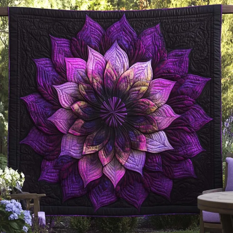 Mystic Purple Flower Bamboo Quilt Blanket