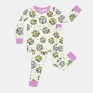 Mardi Gras Disco Ball Bamboo Two Piece Long Sleeve Pajama Set