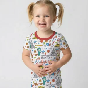 Happy 250 America 7626 Bamboo Two Piece Short Sleeve Pajama Set