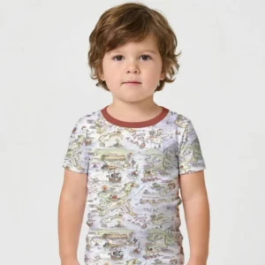 Pirate Treasure Map Daddy & Baby Matching Bamboo Two Piece Short Sleeve Shorts Pajama Set