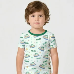 Frogs Here, Frogs There Passover Custom Name Bamboo Two Piece Short Sleeve Shorts Pajama Set