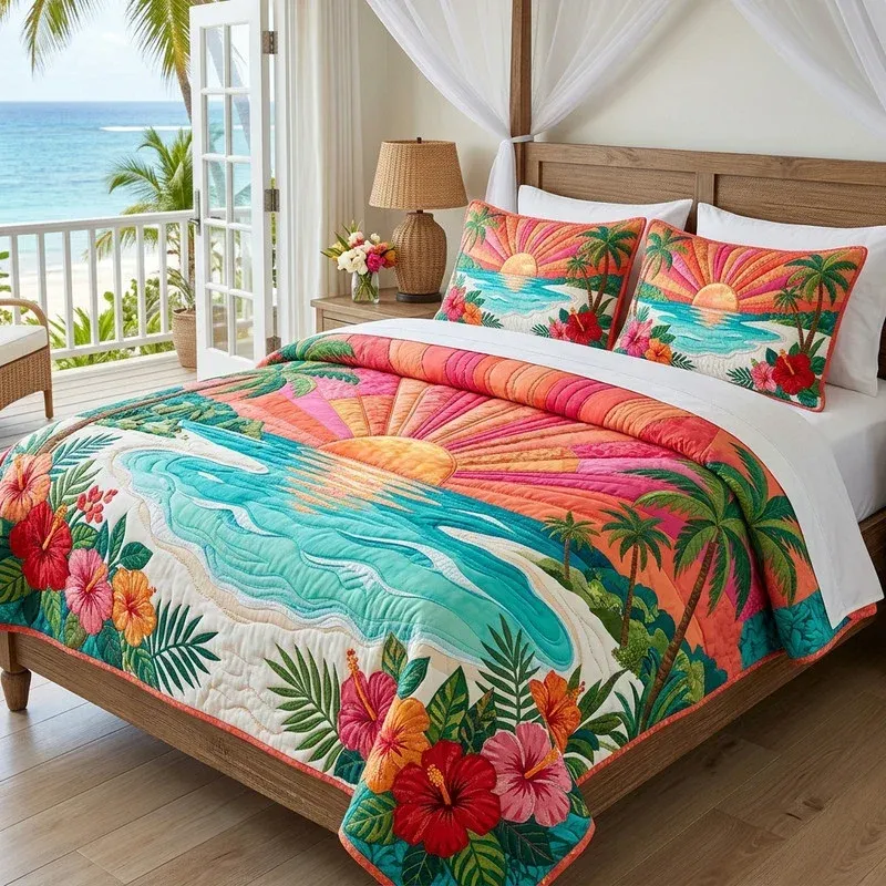 Pastel Coast Coastal Bamboo Quilt Bedding Set