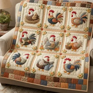 Patchwork Chicken Bamboo Quilt Blanket