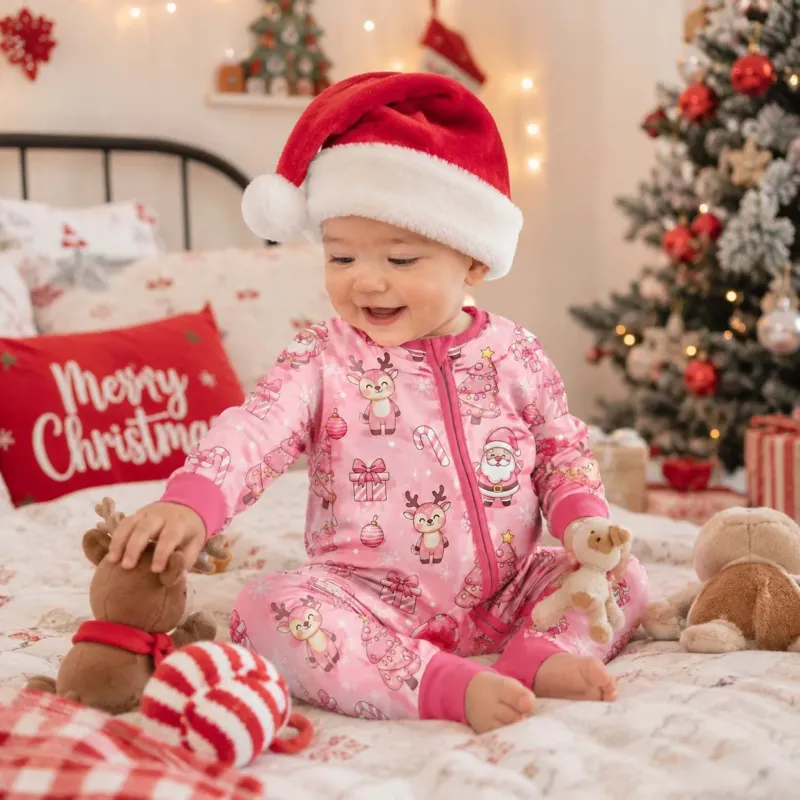 Pink Santa Christmas Wonderland Bamboo Convertible Zippy