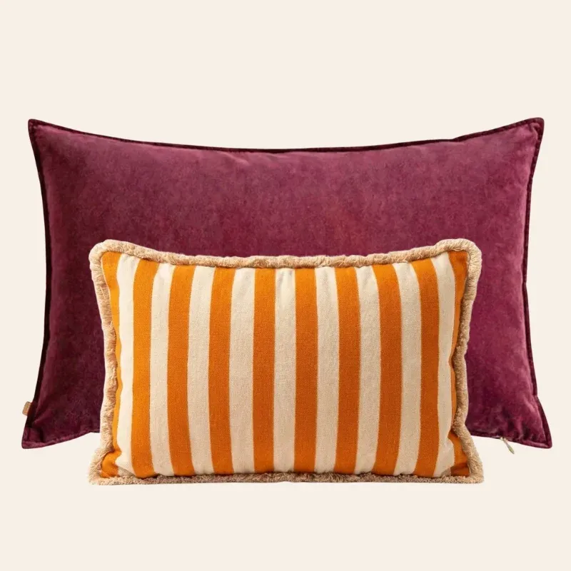 Kotabo sierkussenset Zola – Set van 2 kussens – Magical Mauve & Oatmeal Orange