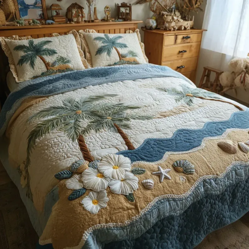 Shore Line Bamboo Quilt Bedding Set