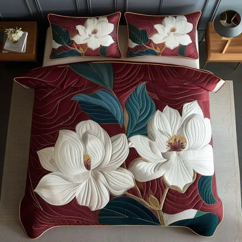 Southern Magnolia Bamboo Quilt Bedding Set