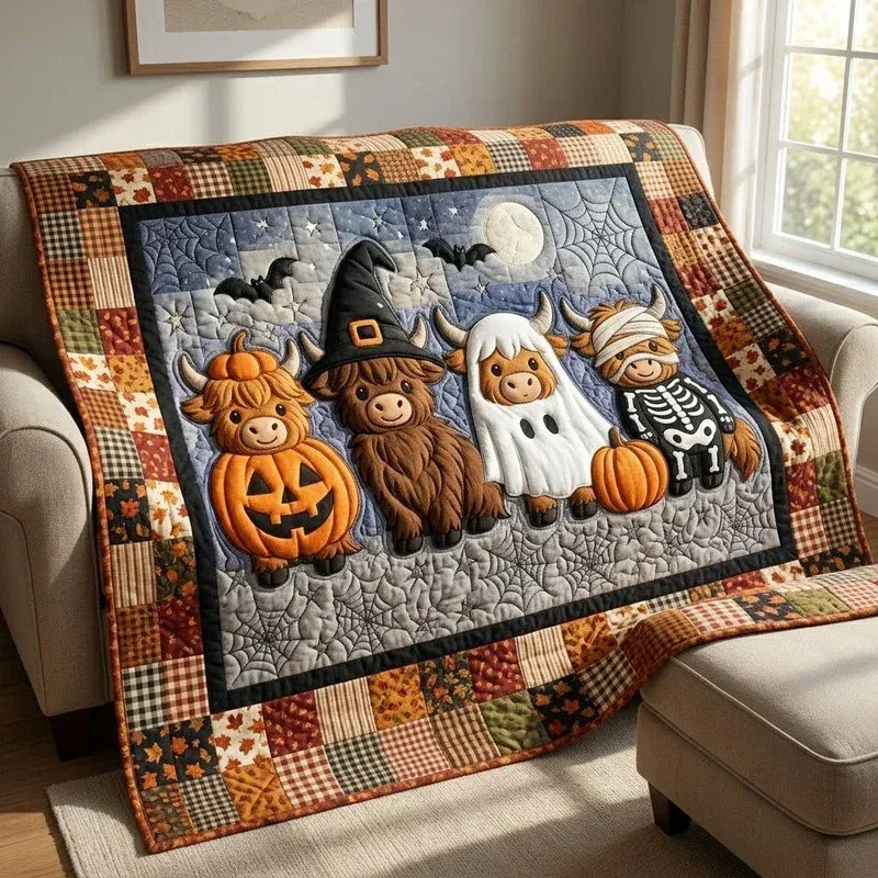 Spooky Cow Patchwork Bamboo Quilt Blanket
