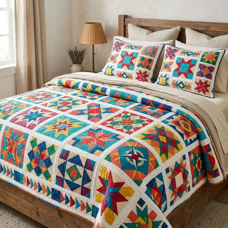 Starlight Patchwork Bamboo Quilt Bedding Set